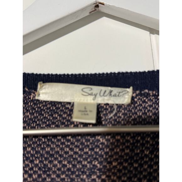 Say What? · Large · Aztec Tribal · Draped Open Cardigan · Knit · Navy Pink - Picture 3 of 4